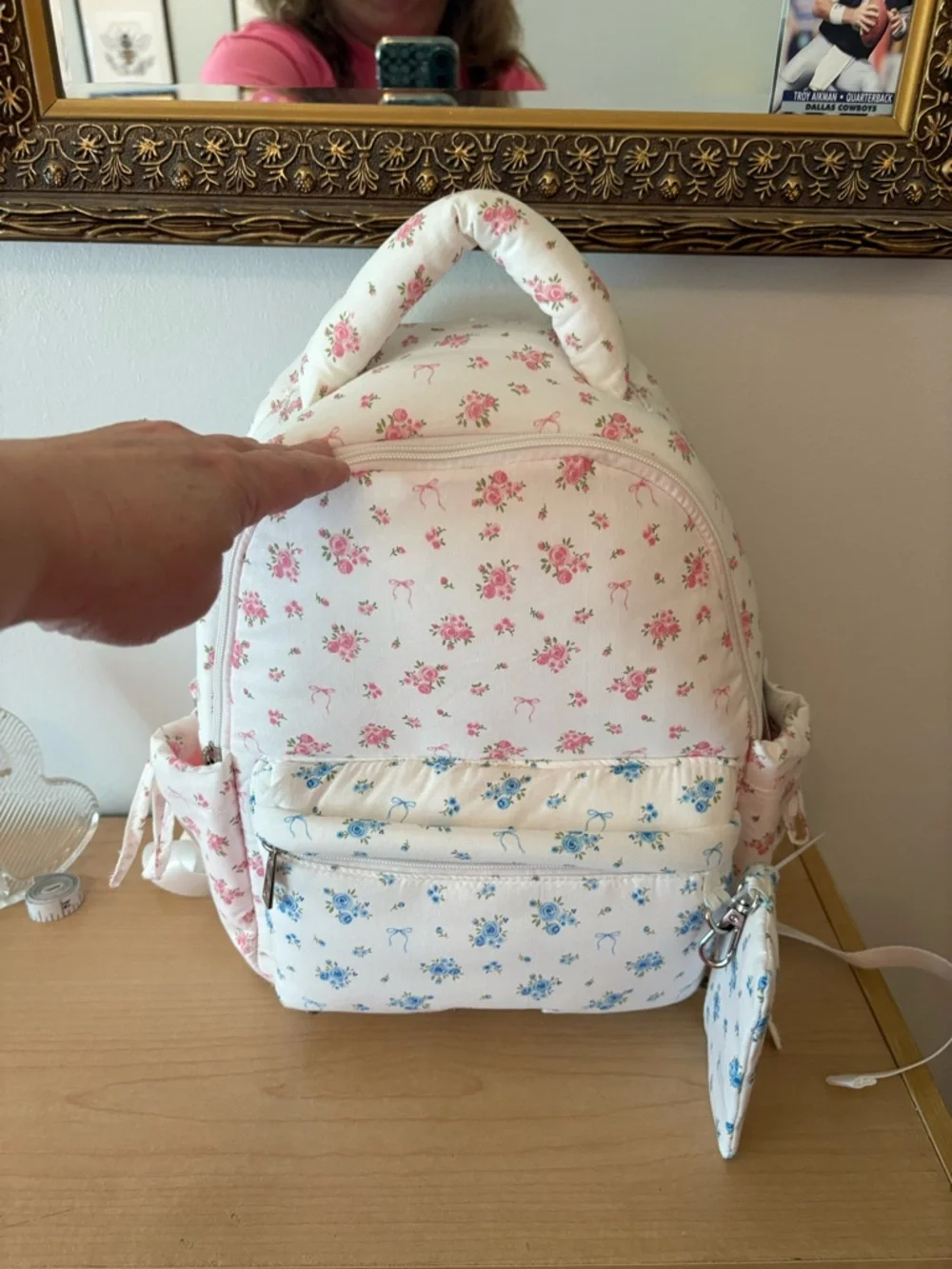 Steve Madden Floral Pink, Blue, and White Mint Backpack Love Shack Fancy Style